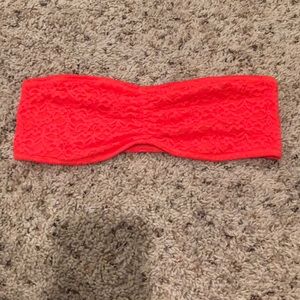 Bright coral lace bandeau